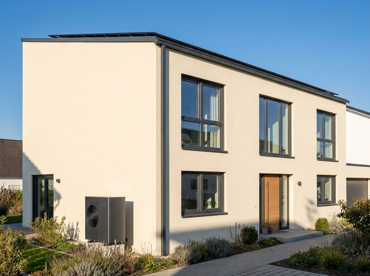 Energieeffiziente, moderne Hausfassade — Energieausweis für Verkauf und Vermietung